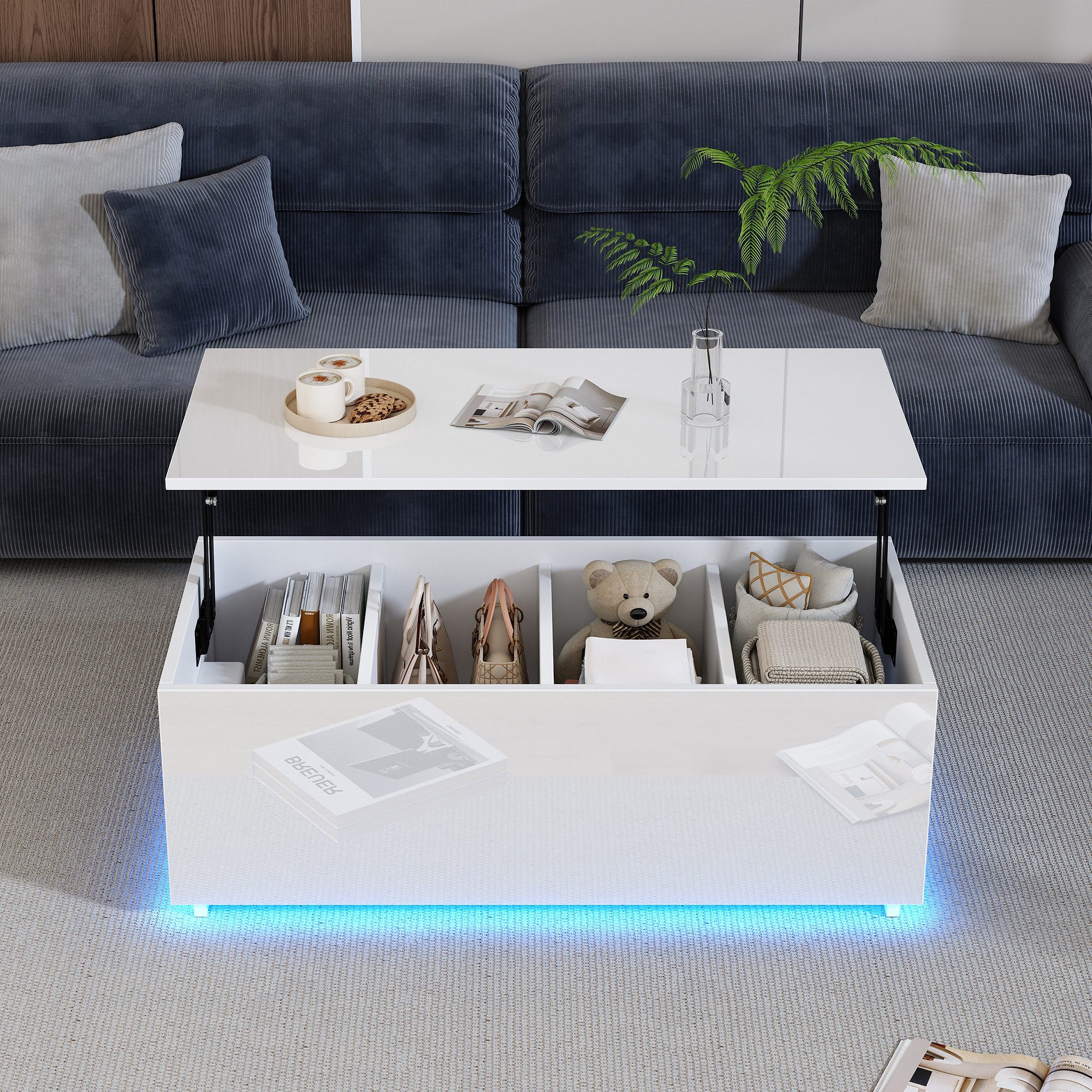 Merax Couchtisch Hochglanz mit LED-Beleuchtung (1-St., günstig online kaufen