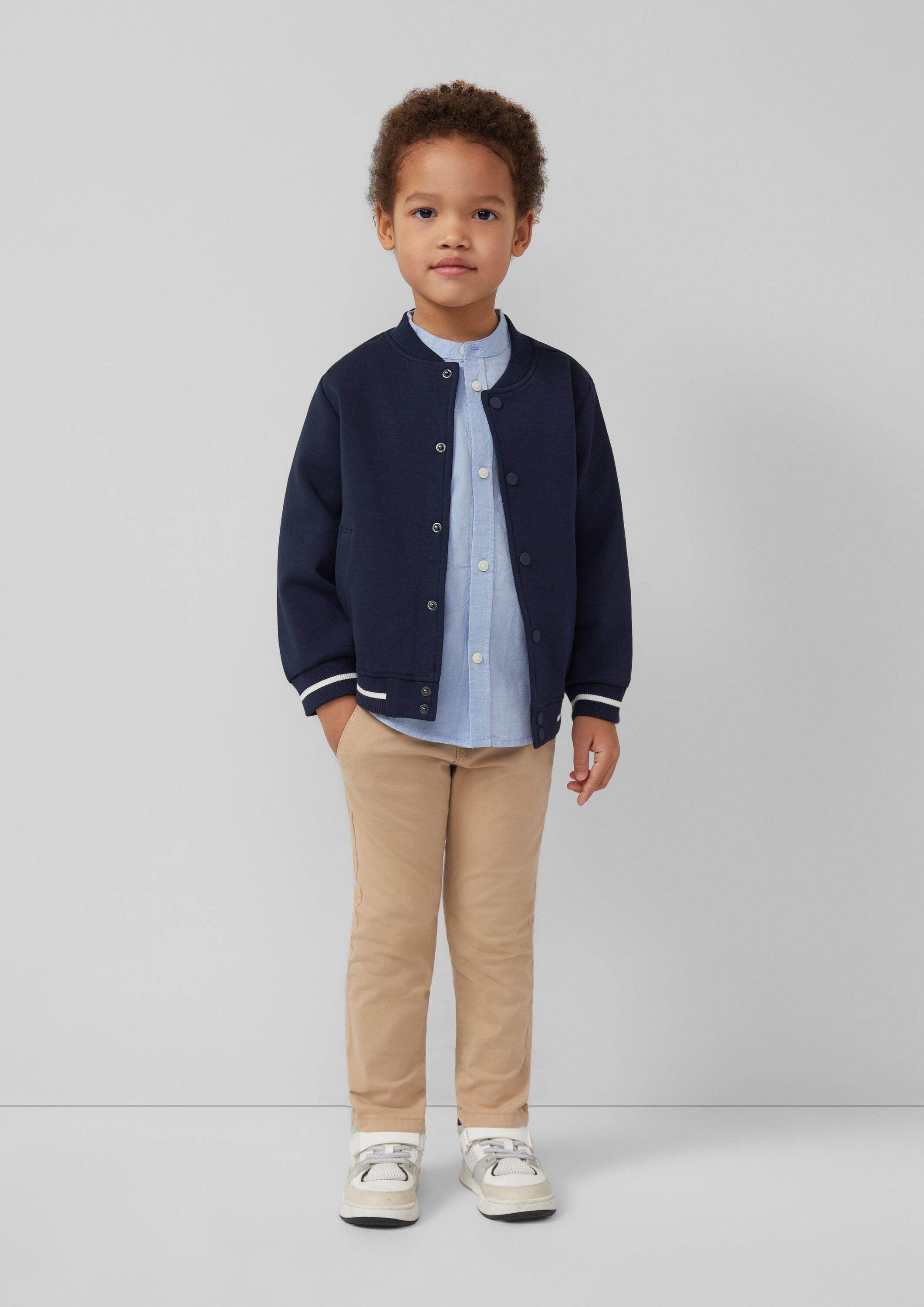 s.Oliver Sweatjacke Sweatshirt Jacke Sweat-Blouson mit Druckknöpfen und Streifen-Details – Bild 3 von 4