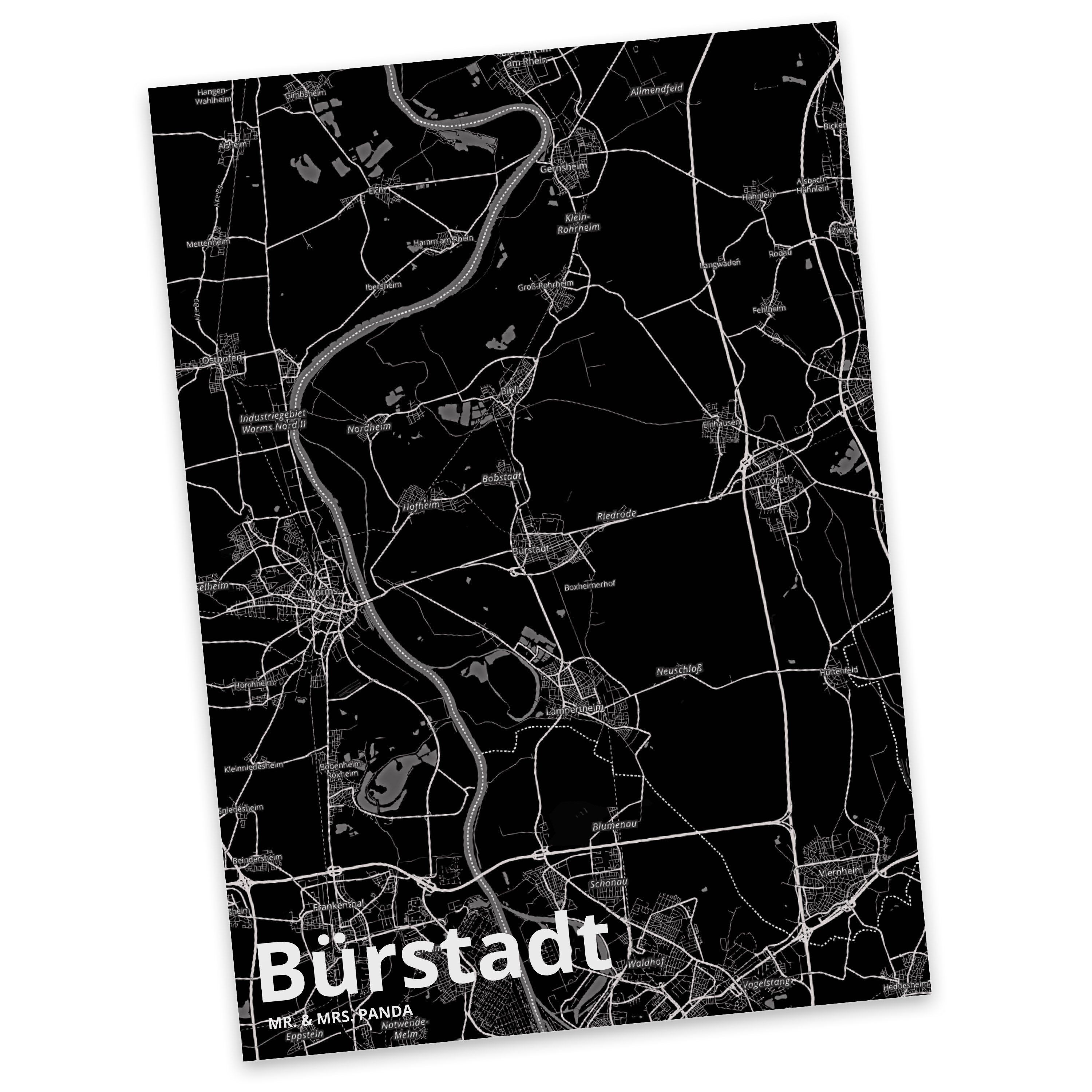 Mr. & Mrs. Panda Postkarte Bürstadt - Geschenk, Karte, Ort, Städte, Einladungskarte, Geburtstags