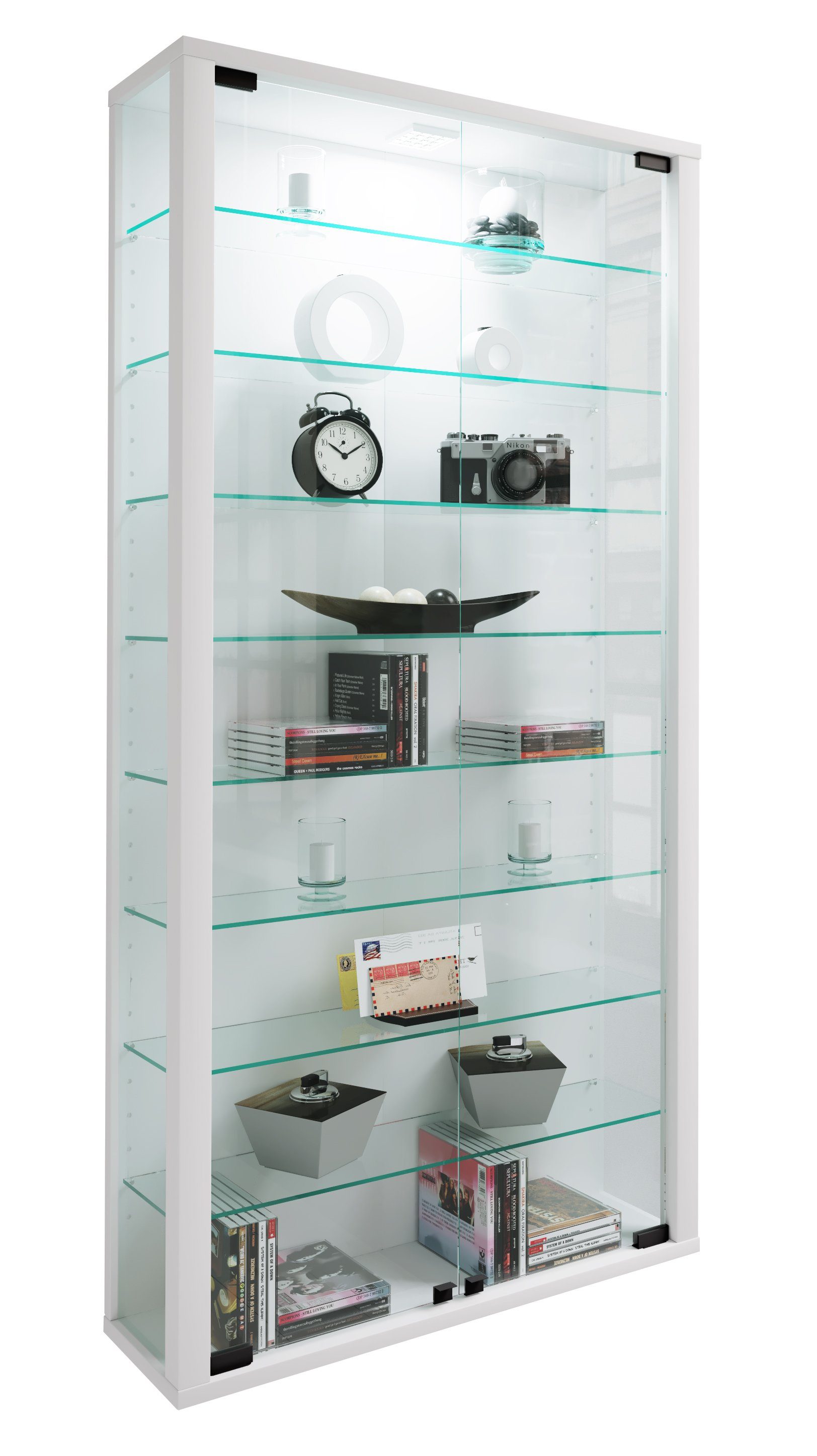 VCM Hängevitrine Vitrosa B. 59 x T. 18 x H. 114 cm Präsentation von Sammlerstücken und Dekoartikeln, Wohnzimmer oder Büro