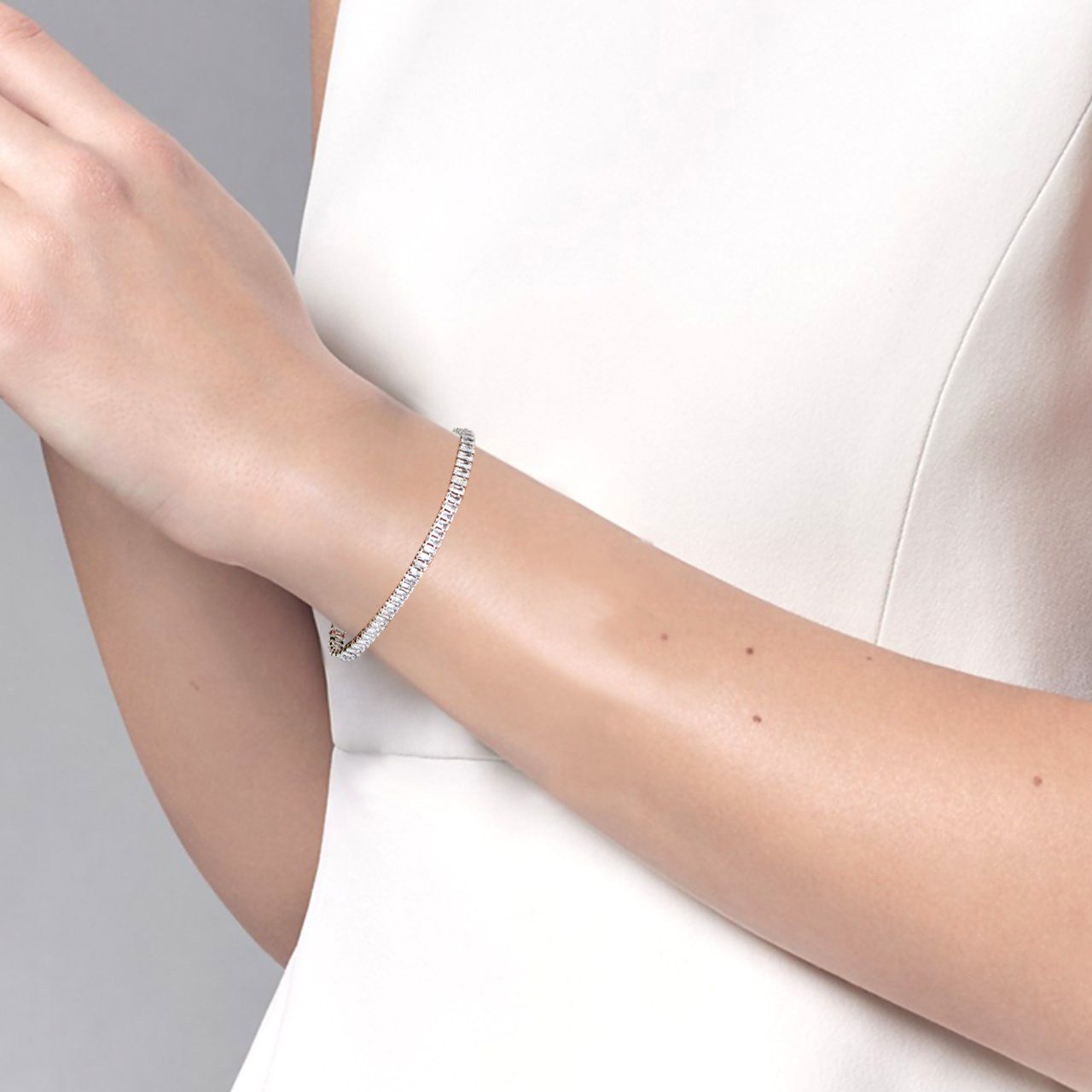 Schöner-SD Tennisarmband Glitzerarmband Kristallarmband Strass Armband 925 Silber, mit Zirkonia (synth)