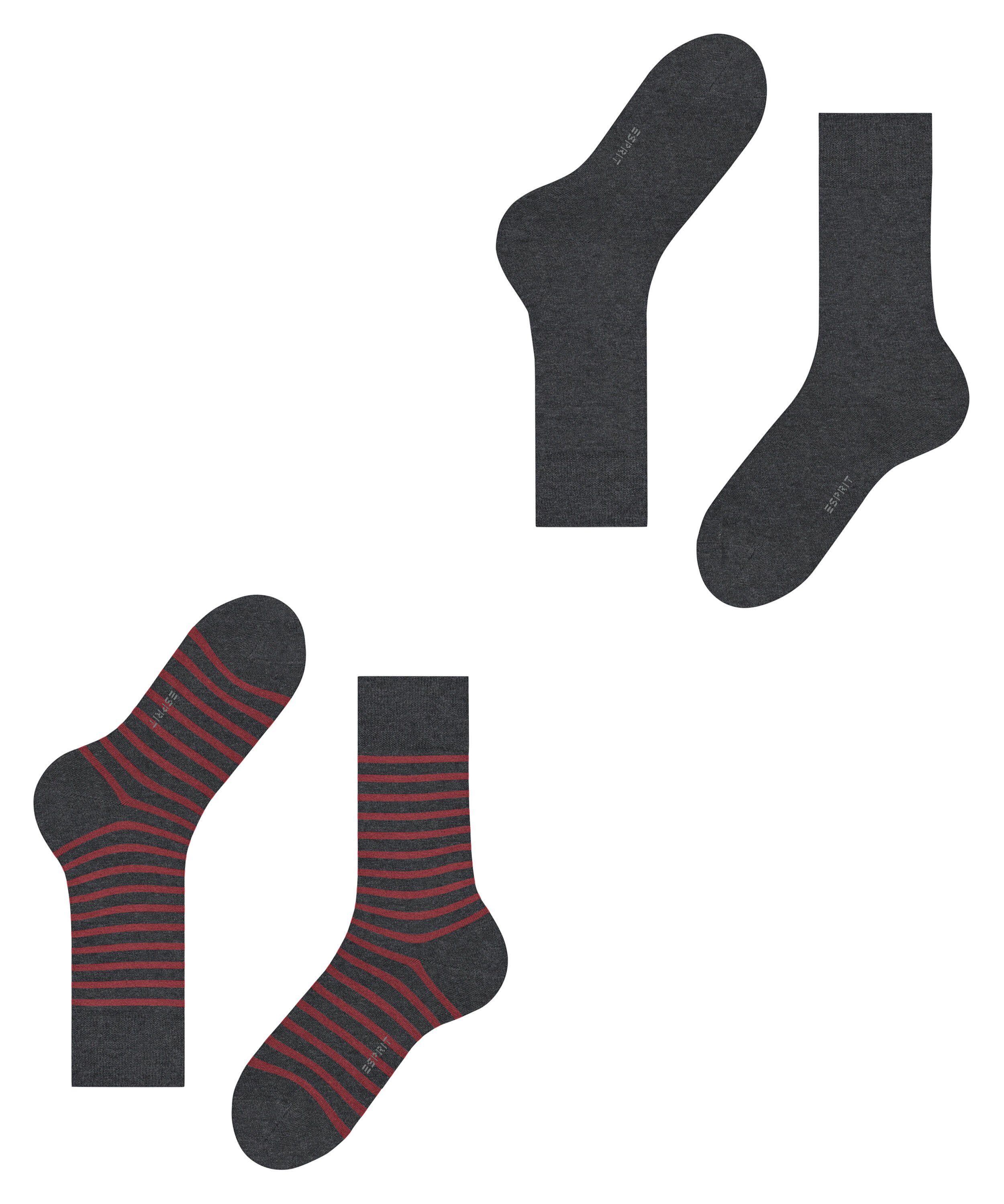 Esprit Socken Fine (3081) anthra.mel 2-Pack Stripe (2-Paar)