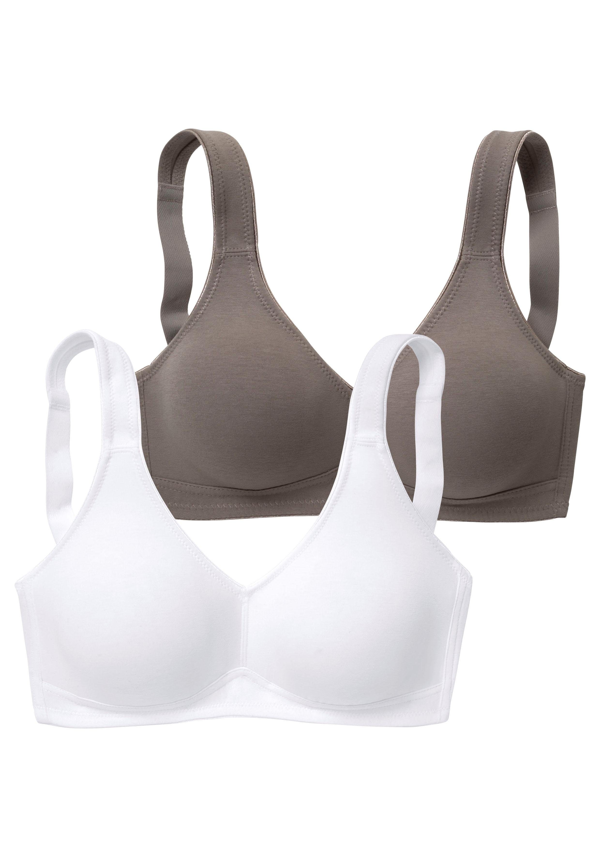 fleur Bügel, Dessous taupe+weiß Basic 2 petite (Packung, ohne aus Soft-BH weicher Baumwolle, Stück)