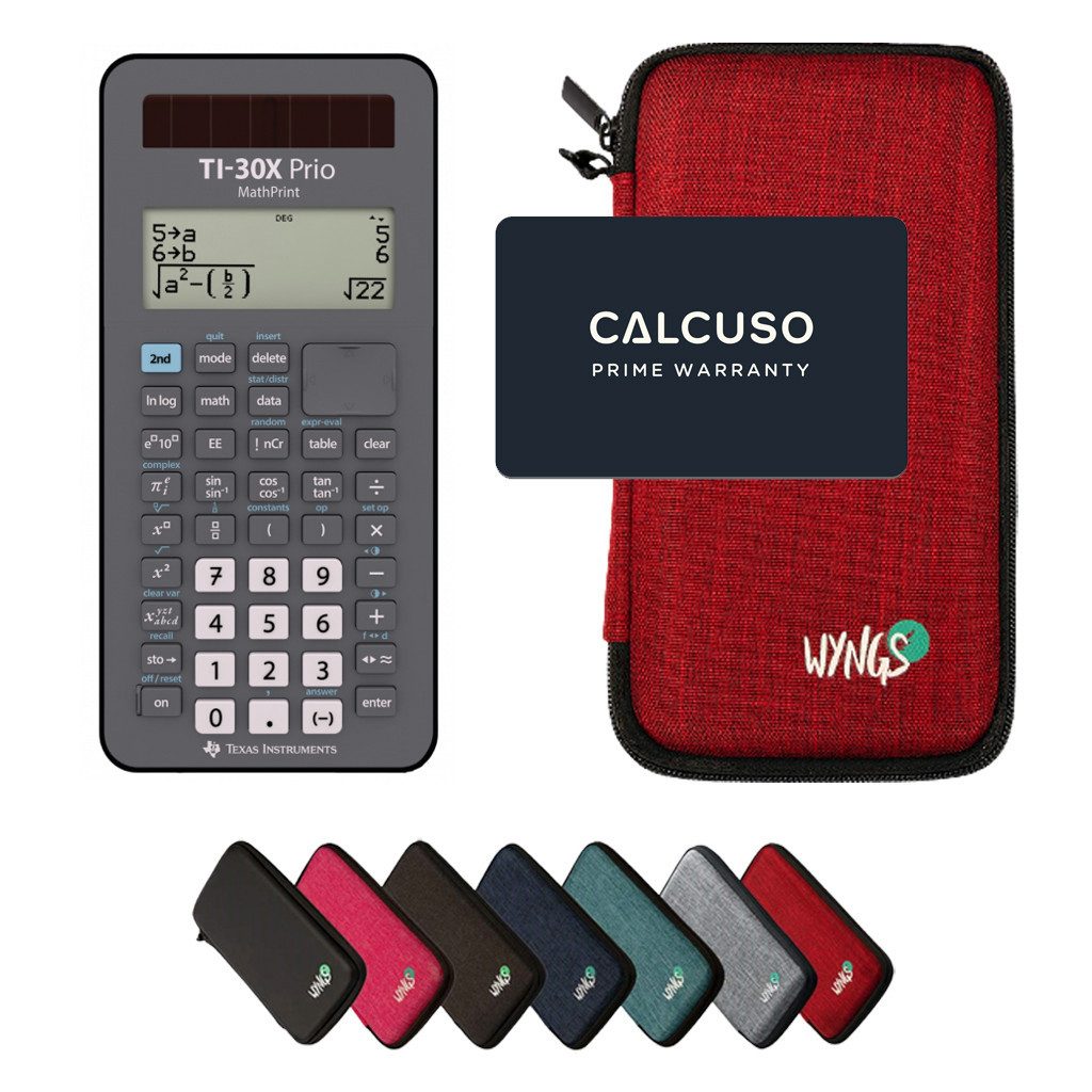 Texas Instruments Taschenrechner TI-30X Prio MathPrint inkl. WYNGS Schutztasche Rot