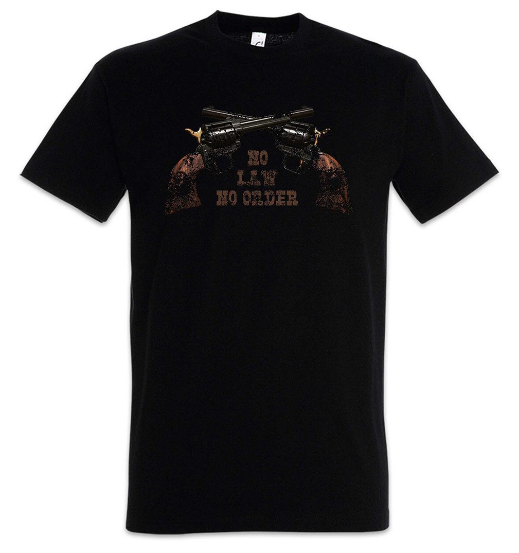 Urban Backwoods Print-Shirt No Law No Order Herren T-Shirt Cowboy Gunslinger Revolverheld Western (1-tlg) Saloon Sheriff Cowgirl Rodeo