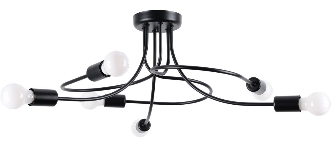 SOLLUX lighting Deckenleuchte Kronleuchter LEVAR 6 schwarz, ohne Leuchtmittel, Streulicht