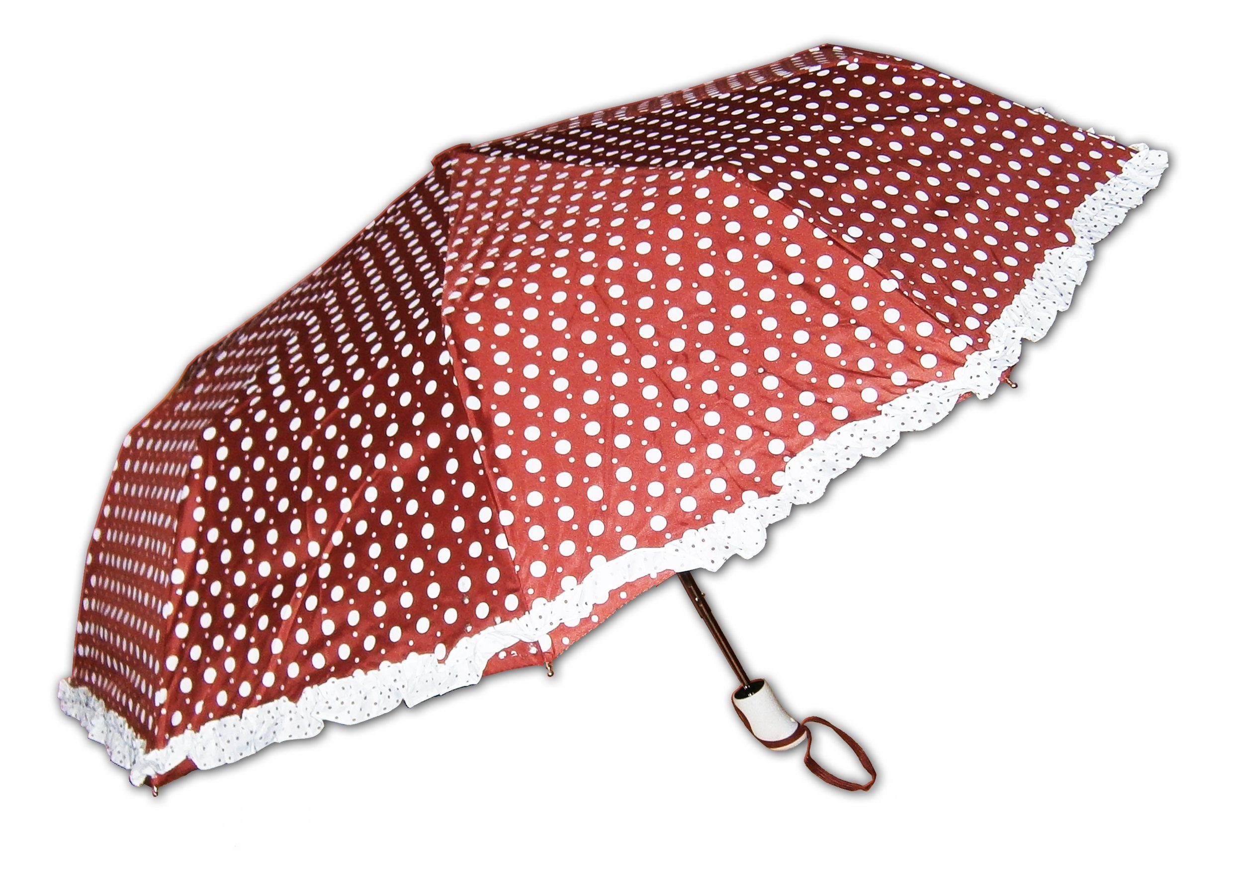 Taschenregenschirm Automatik Punkte), 0317 (Hellbraun REGENSCHIRM Schirm 33-60cm Ø100cm Taschenschirm Taschenregenschirm