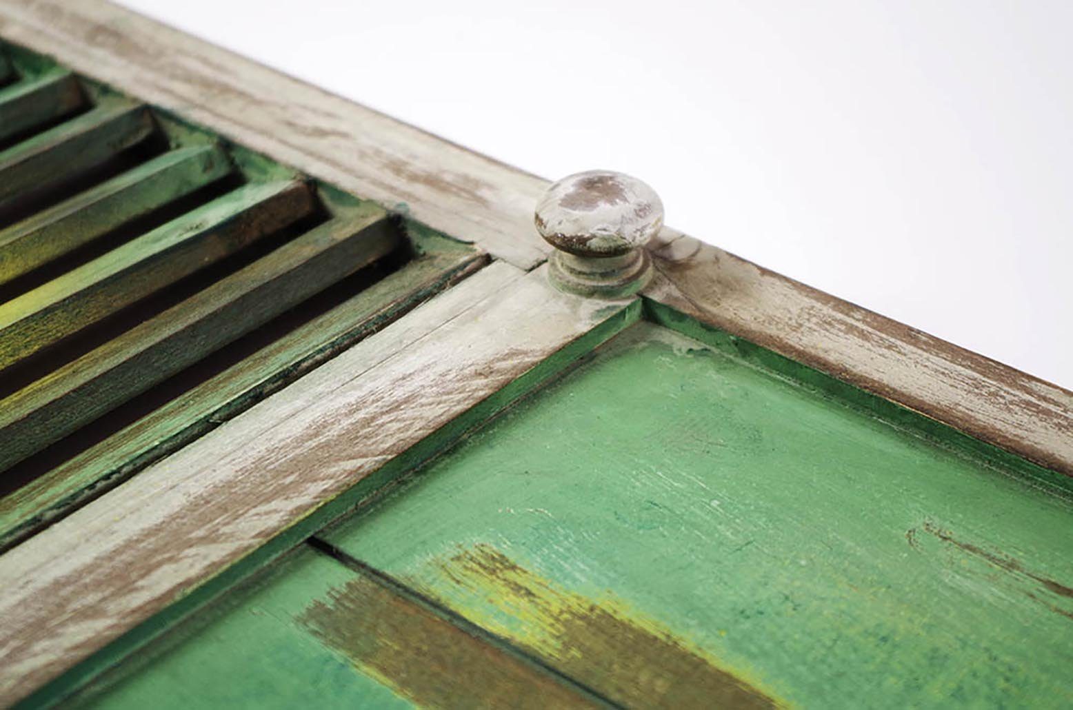 mit Holz Bunt, Dekorativer Fensterladen Dekoobjekt aus Kobolo Lamellen in