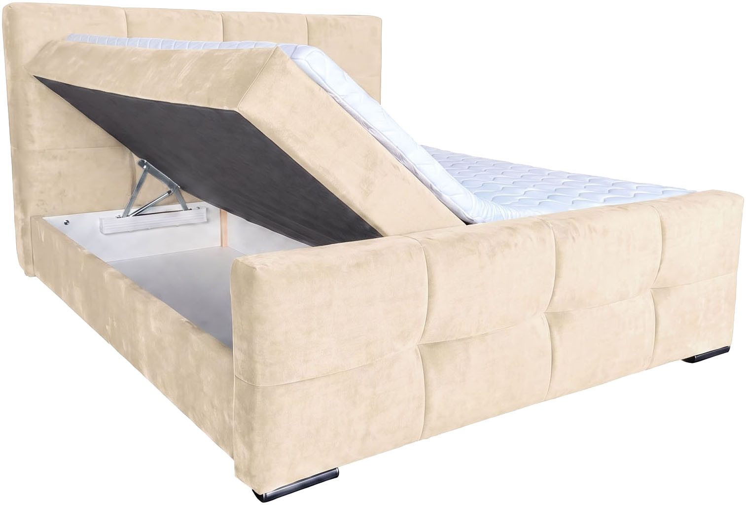 OTTO home Boxbett FIETTE, Polsterbett mit Bettkasten, inkl. Taschenfederkernmatratze H3, inkl. Kaltschaumtopper, Luxus-Mircofaser-Bezug, Liegefläche 180x200 cm – Bild 3 von 5