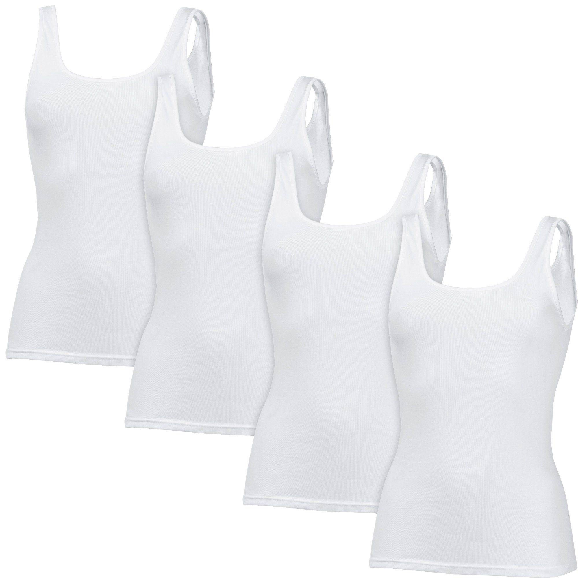 Damen-Unterhemd Speidel weiß 4er-Pack Uni Unterhemd Feinripp