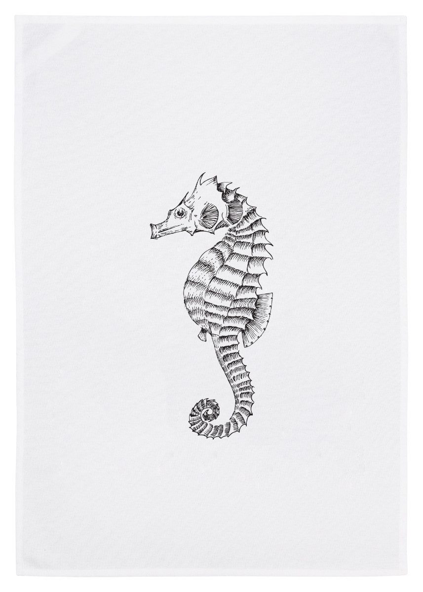 17;30 Hamburg Geschirrtuch Seepferdchen, Grau, (1-tlg), 50x70cm, Siebdruck