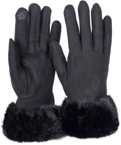 styleBREAKER Fleecehandschuhe Unifarbene Touchscreen Handschuhe mit Kunstfell