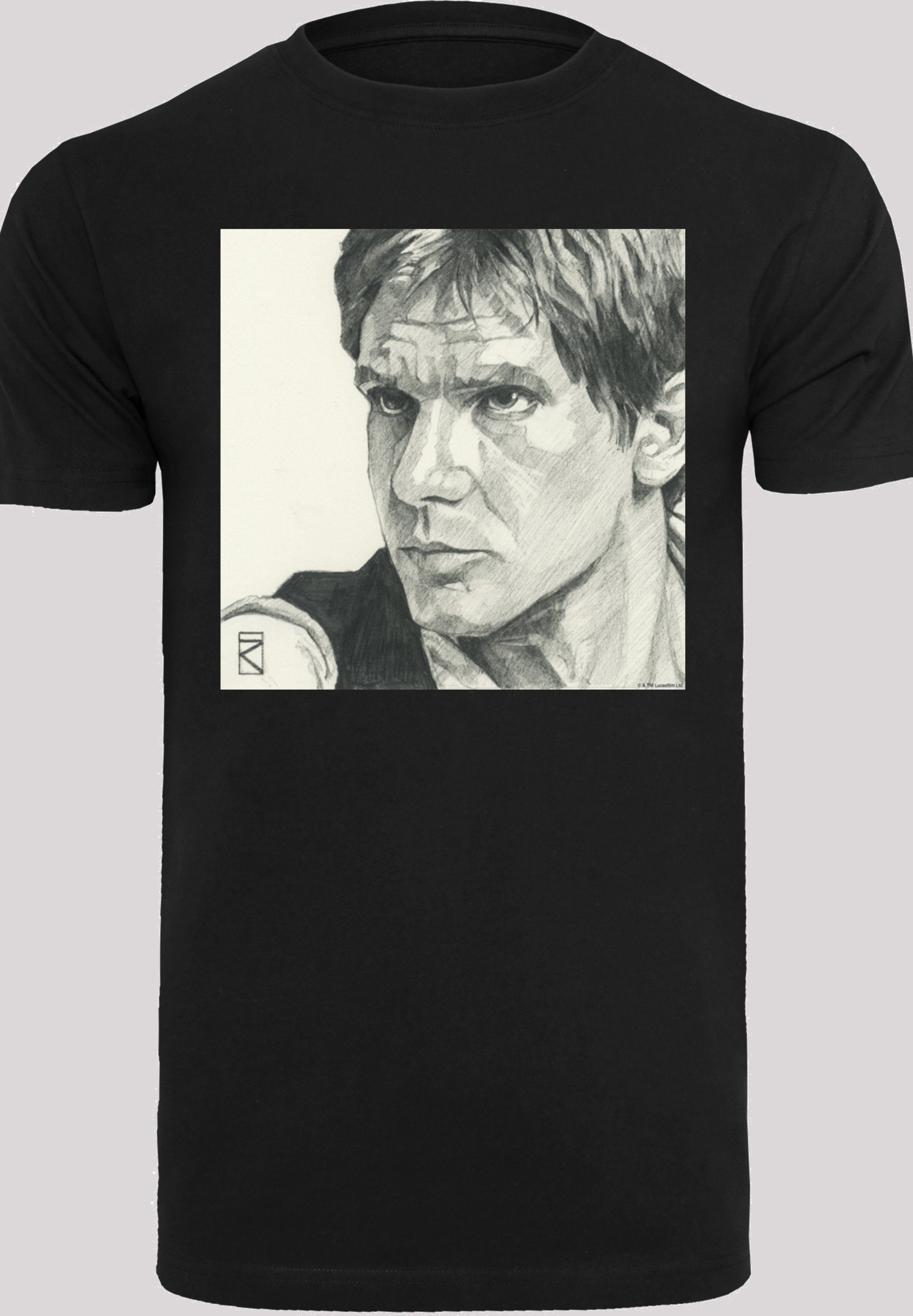F4NT4STIC Kurzarmshirt Herren Star Wars Han Solo Drawing -BLK with T-Shirt Round Neck (1-tlg)