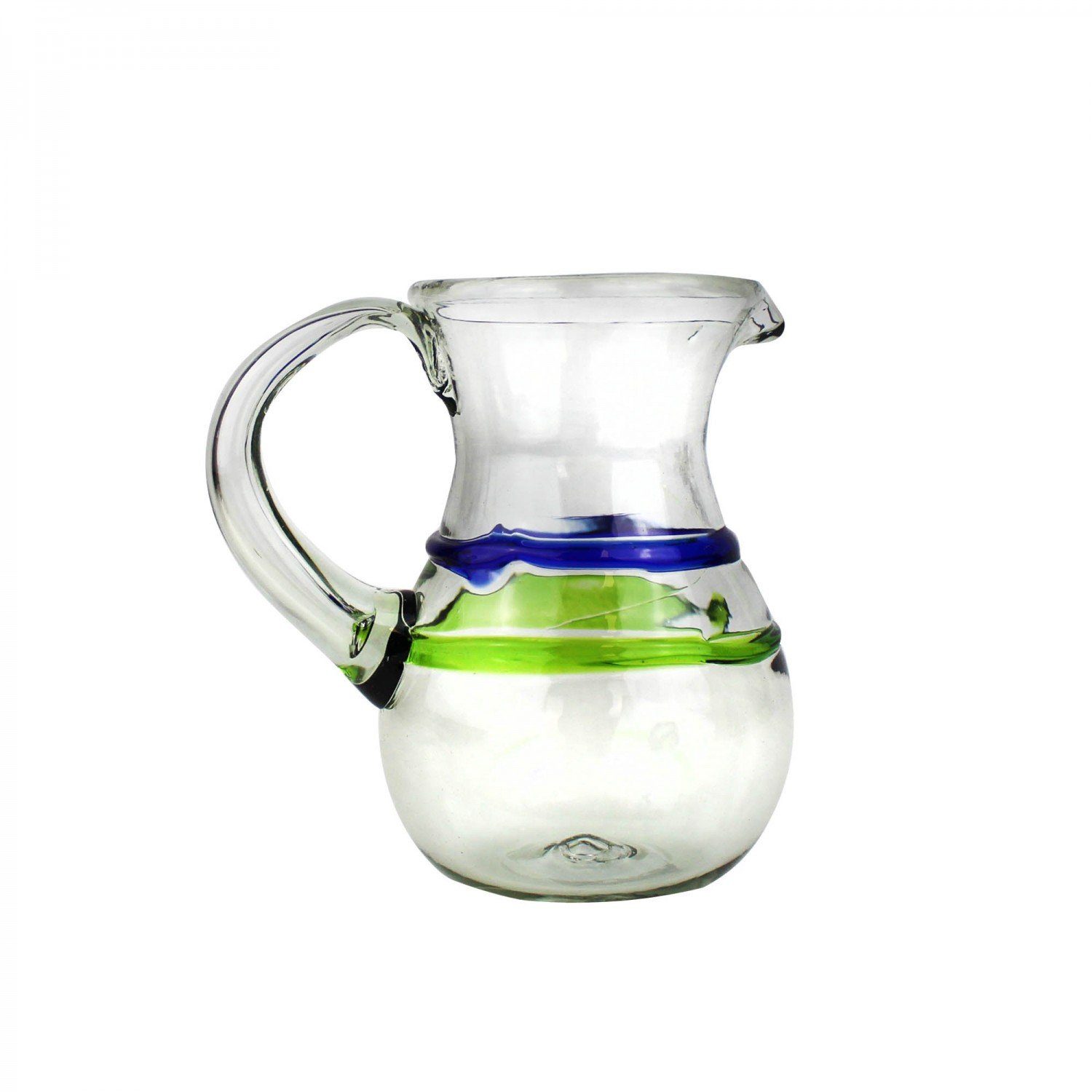 mitienda Karaffe Krug aus mundgeblasenem Glas grün/blau, Karaffe