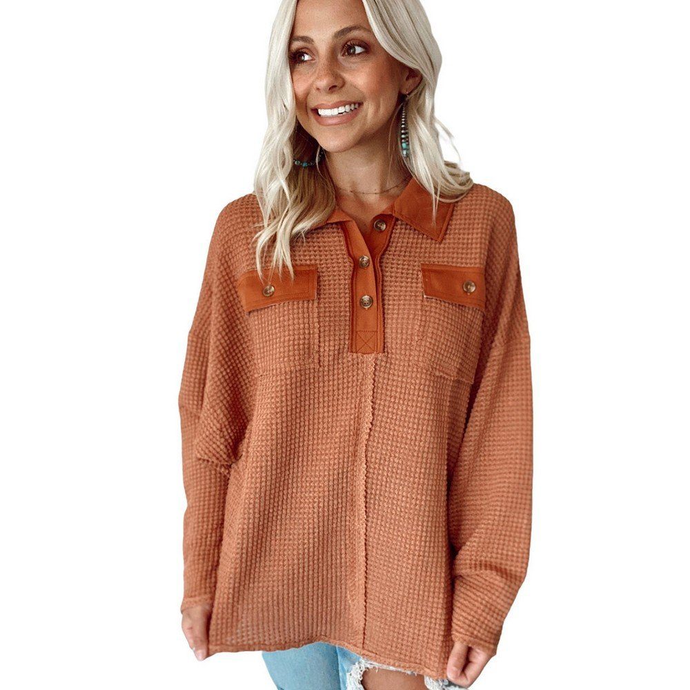 Ronner UG Langarmshirt Damen Strickpullover Freizeitoberteil Sweatshirt Strickjacke Bluse (Geeignet für verschiedene Anlässe, Bequem und stilvoll zu tragen) | Shirts