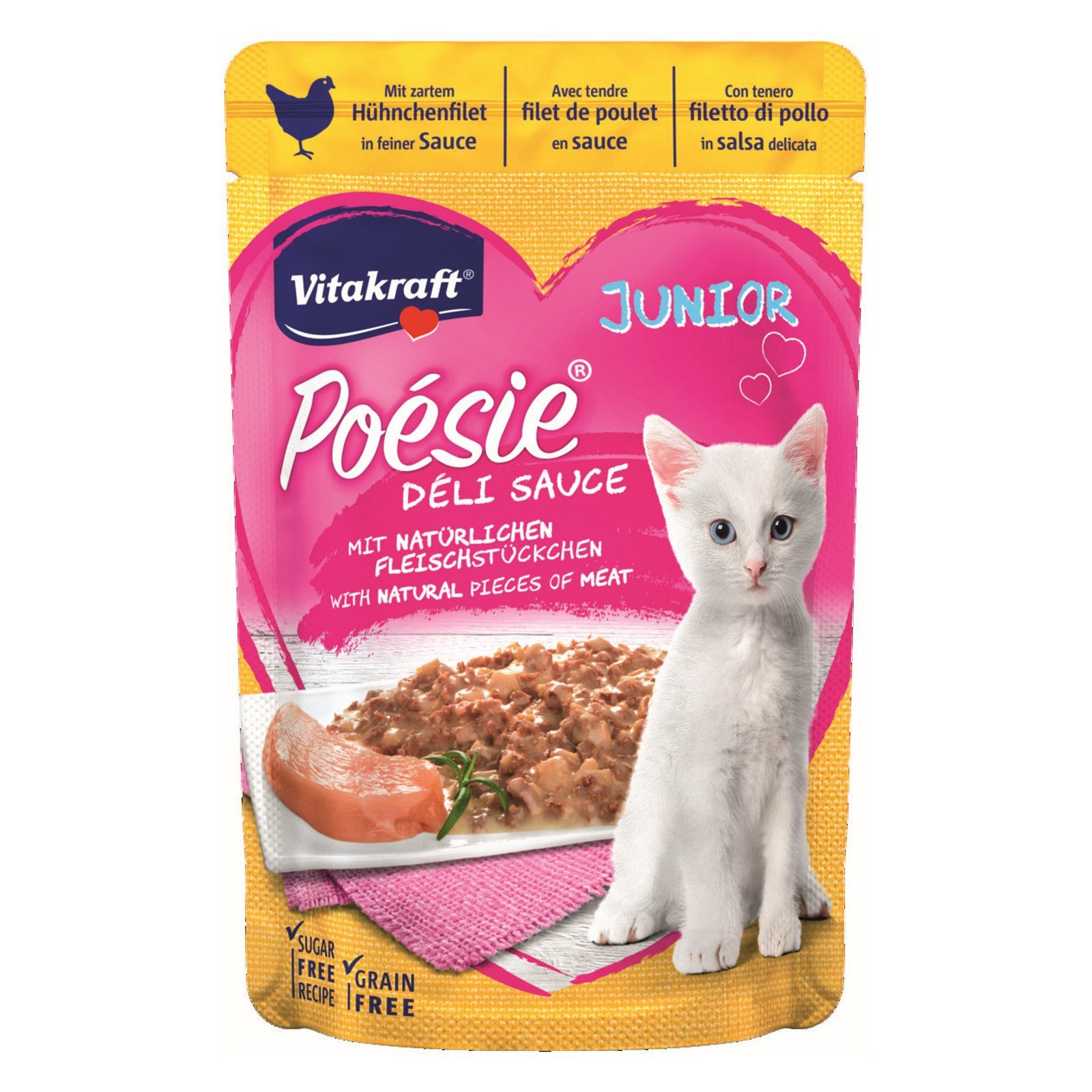 Vitakraft Katzenfutter Poesie DeliSauce Junior, Hühnchenfilet, 23 Beutel, Nassfutter für: Katzen von Vitakraft