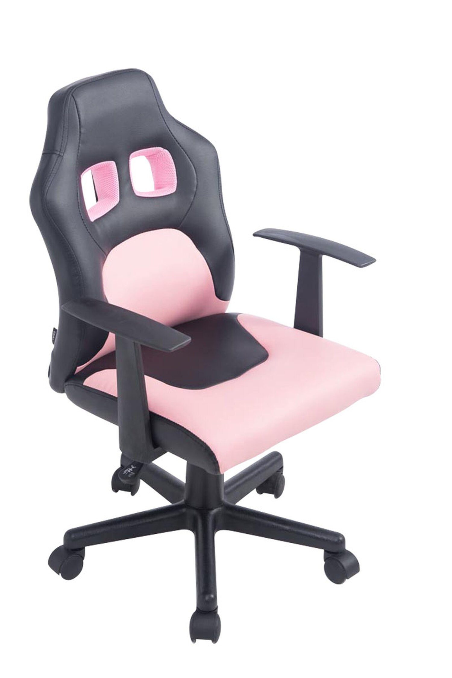 drehbar bequemer TPFLiving Gamingstuhl, schwarz Kunstleder Funny Gestell: Sitzfläche: Bürostuhl (Schreibtischstuhl, höhenverstellbar Rückenlehne Chefsessel), - und 360° Racingstuhl, mit Kunststoff - Drehstuhl, schwarz/pink