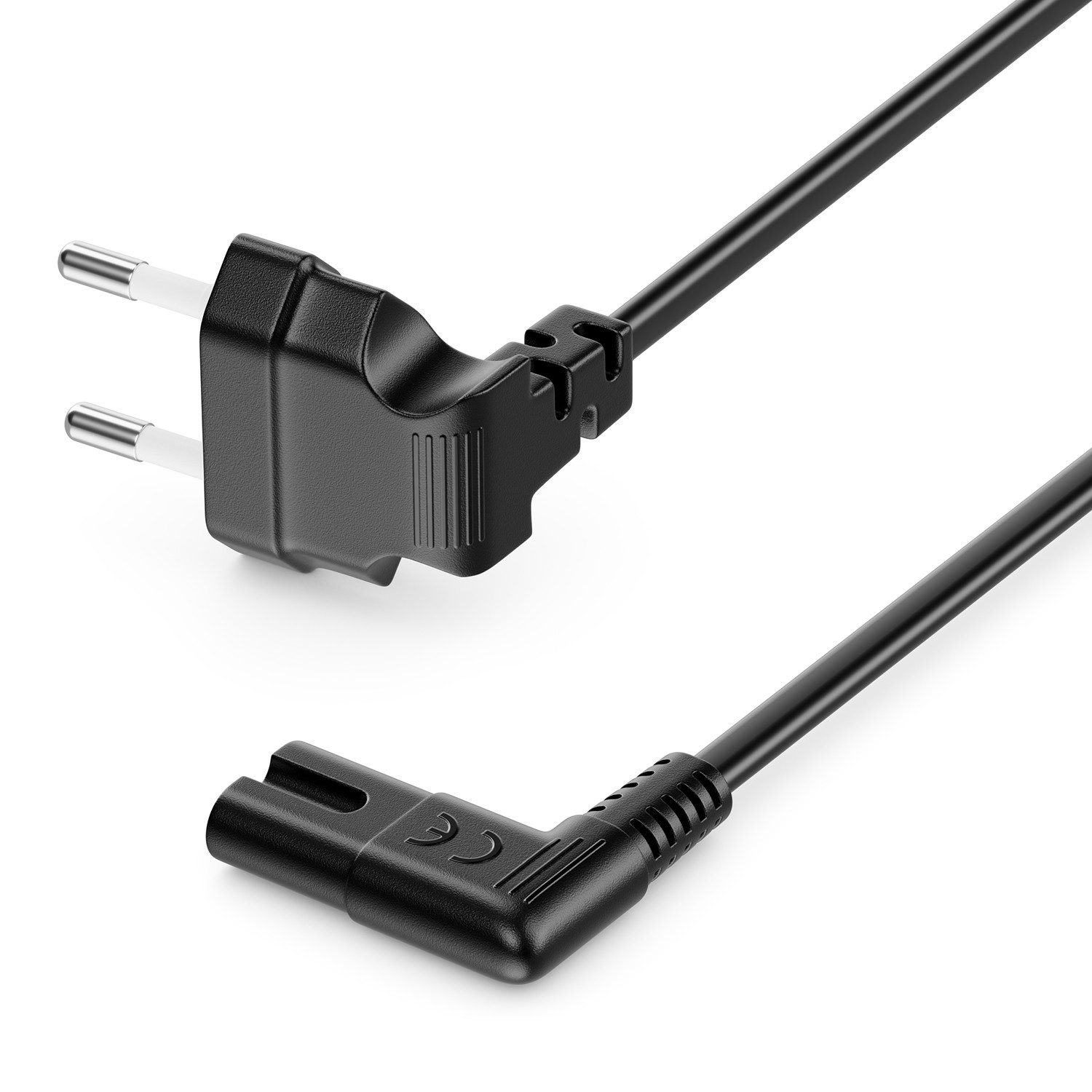 deleyCON 7,5m Netzkabel Stromkabel Eurokabel 90° Eurostecker C7 Buchse 90° Stromkabel