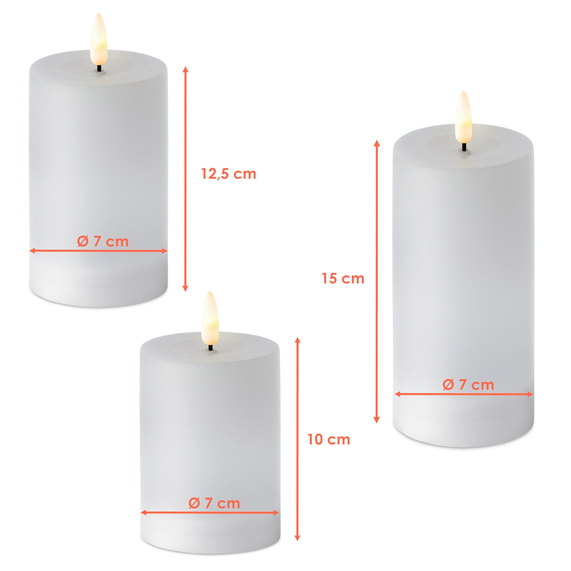 Spetebo LED-Kerze Solar LED Stumpenkerzen mit Flammen Effekt 3er Set - 15 / günstig online kaufen