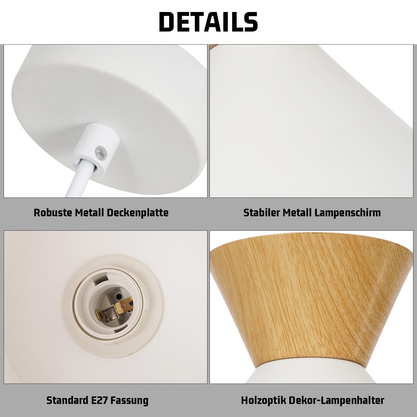 Nettlife Pendelleuchte Vintage Esszimmer 2x E27 Weiß Industrial Metall Retro Hängeleuchte, Höhenverstellbar, LED wechselbar, Innen Pendellampe für Küche Wohnzimmer Bar Resturant