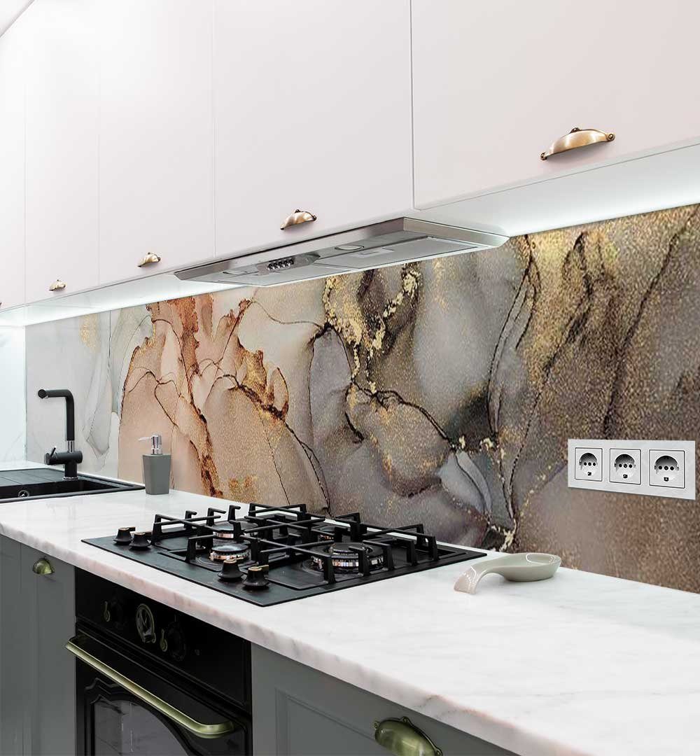 MyMaxxi Dekorationsfolie Küchenrückwand Marmor grau gold selbstklebend Spritzschutz Folie