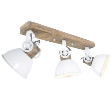 Steinhauer LIGHTING LED Deckenleuchte, Leuchtmittel nicht inklusive, Decken Leuchte Holz Weiß bewegliche Strahler schwenkbar Arbeits Zimmer