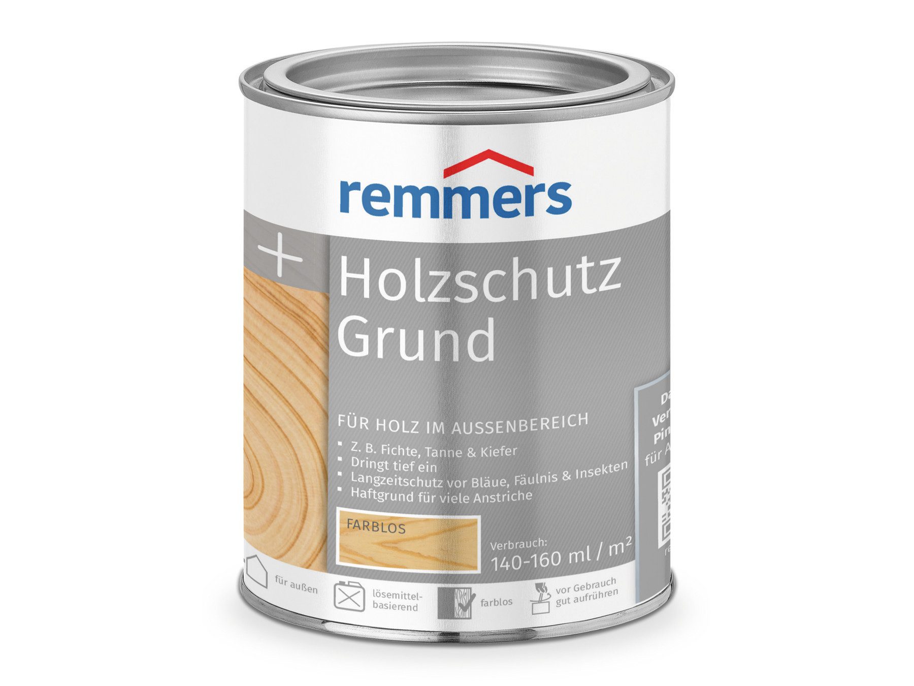 Remmers Holzschutzlasur Hirnholzschutz 0,75 Liter, Holzschutz vor Pilzen und Insekten, atmungsaktiv, überstreichbar