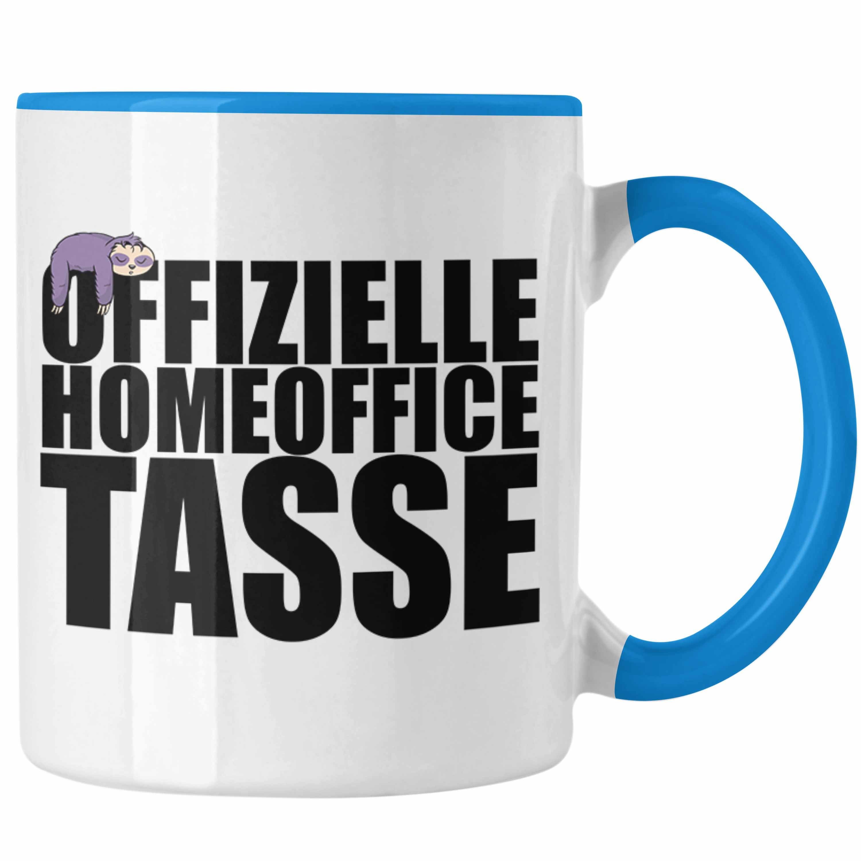 Tasse Bedruckt - Kaffetasse Homeoffice Blau Home Männer, Trendation - Beidseitig Spruch Faultier Office Offizielle Tasse Trendation Lustig Geschenk