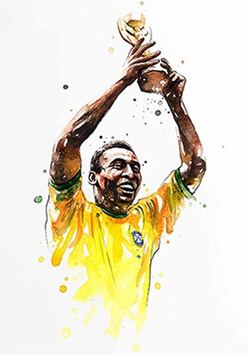 JUSTGOODMOOD Poster Fußball Weltmeister Pokal Pele Ronaldo Neymar Jr Messi als Deko Print, 8 (1 St)
