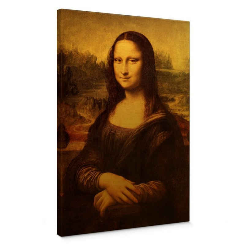 K&L Wall Art Leinwandbild »Vintage Gold Leinwandbild Da Vinci Mona Lisa Kunstdruck«, handmade Wohnzimmer Wandbild