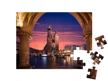 puzzleYOU Puzzle Kirchev on Krakau mit Beleuchtung, Polen, 48 Puzzleteile, puzzleYOU-Kollektionen Krakau