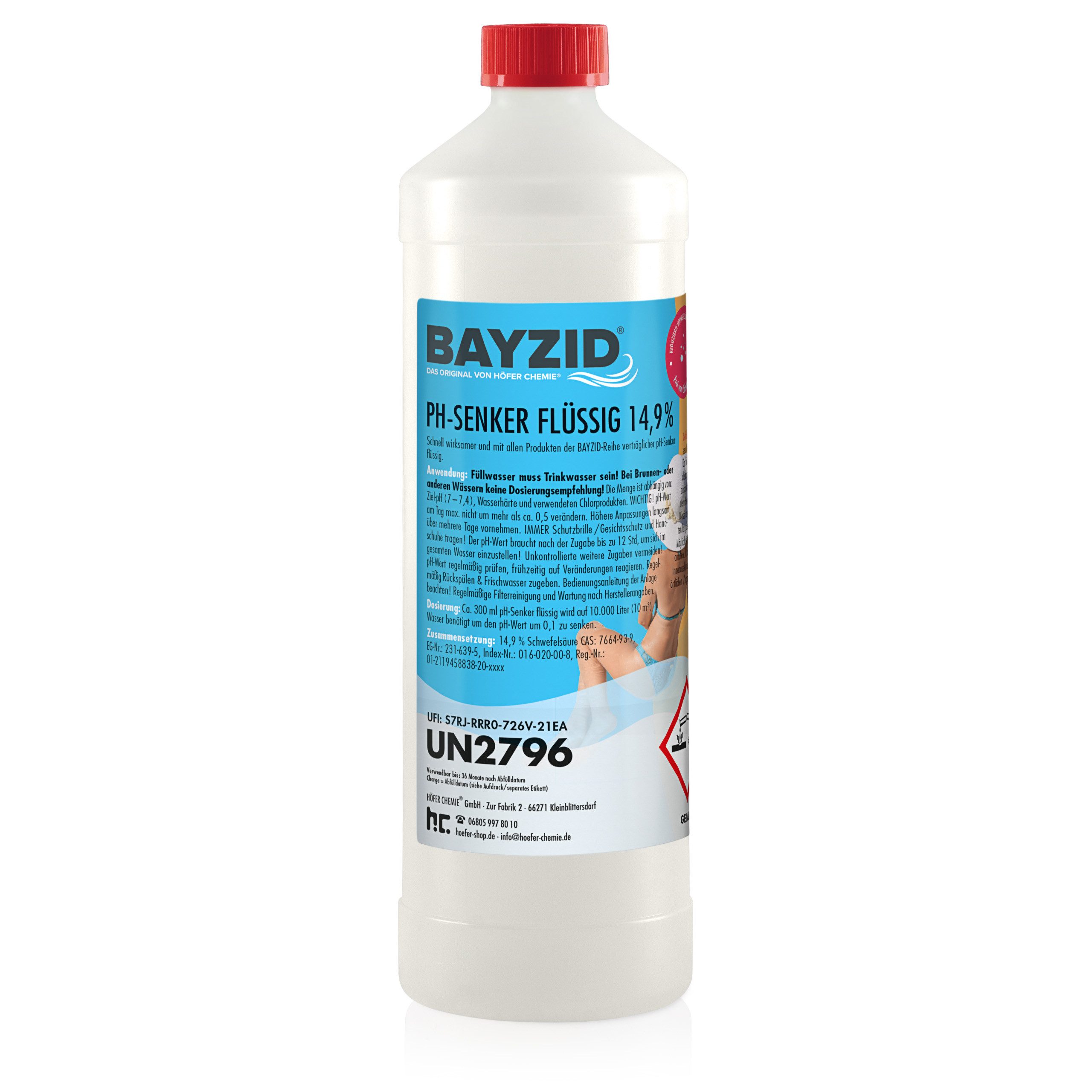 Poolpflege 1 kg BAYZID® pH Minus flüssig 14,9%