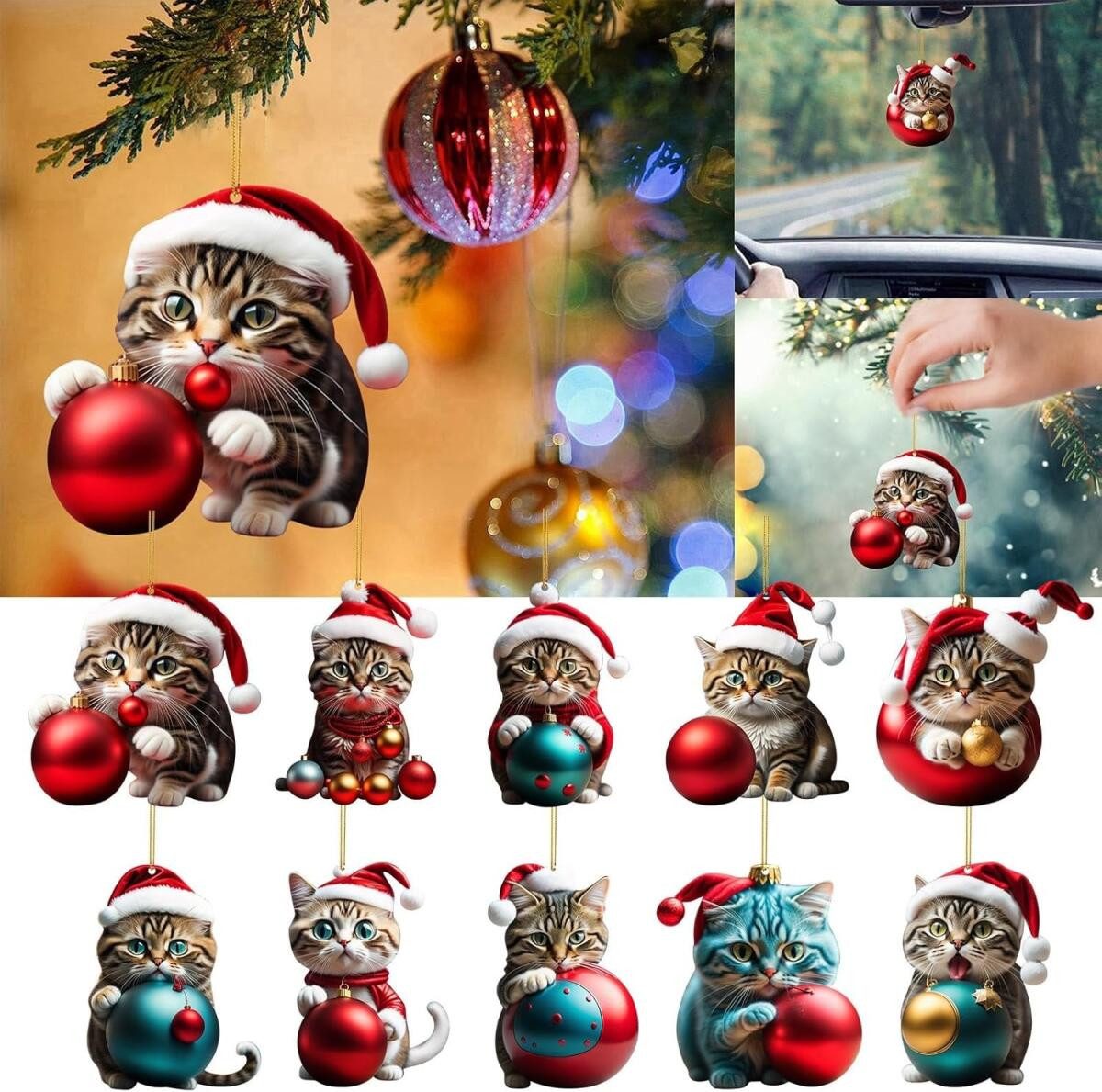 FELIXLEO Dekohänger 10 Stück Weihnachtsbaum Katzen günstig online kaufen