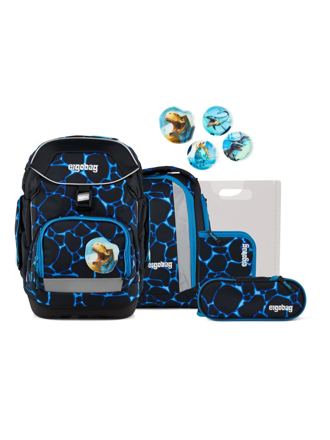 ergobag Schulranzen pack Set (6-tlg., 6-teiliges Set), größenverstellbares Rückensystem