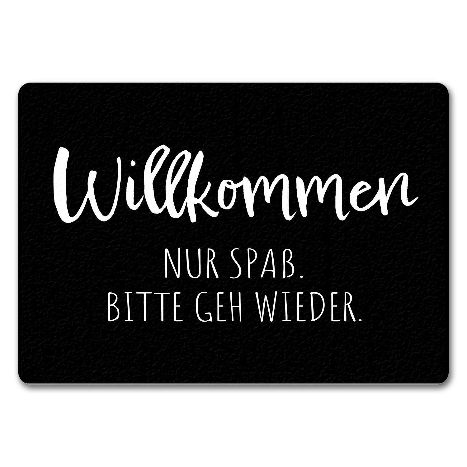 Fußmatte Hau ab Fußmatte in 35x50 cm ohne Rand Willkommen Nur Spaß. Bitte geh