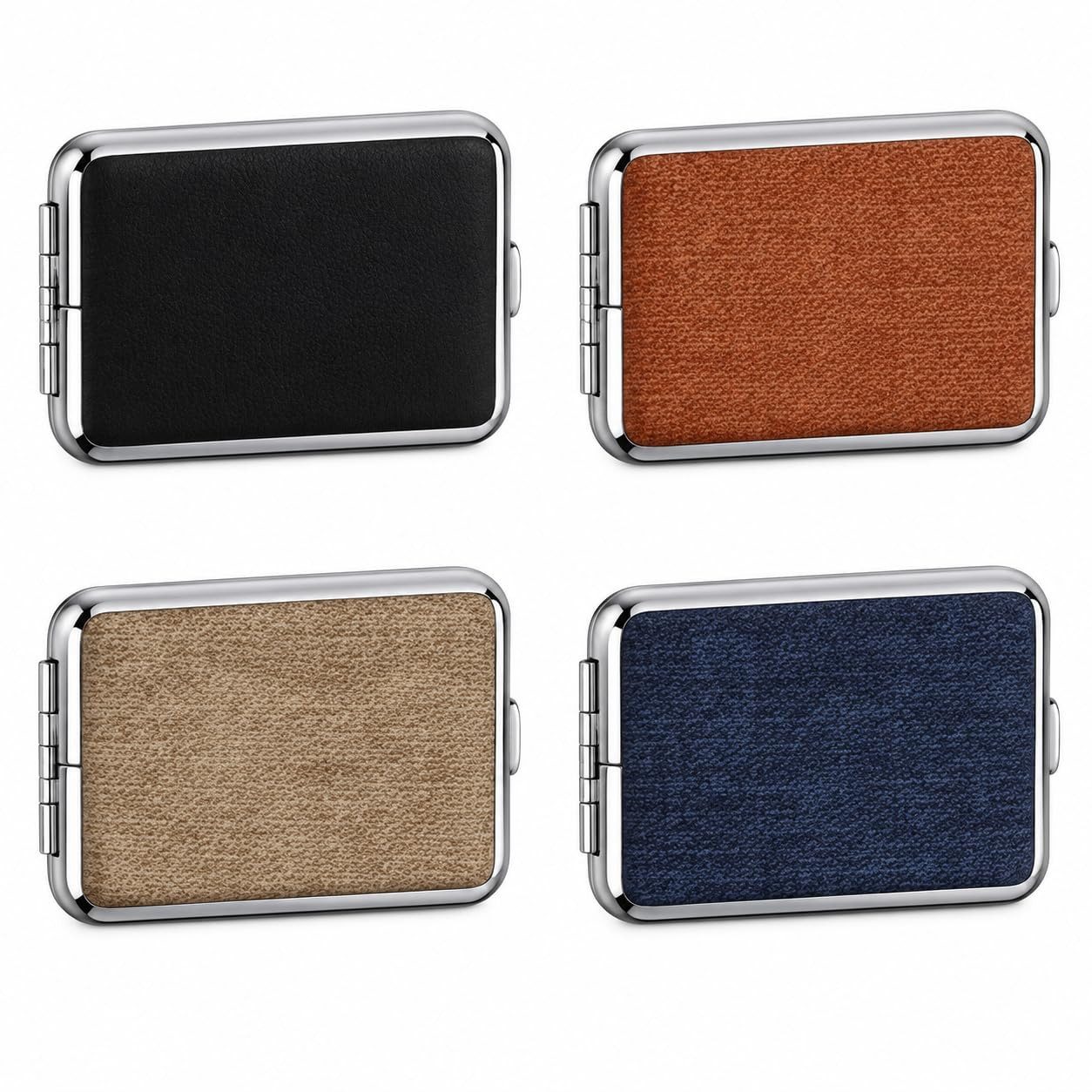 LK Trend & Style Aufbewahrungsdose Mini Zigarettenetui Kunststoff für HNB Sticks (Kompaktes Format, 4 Farbvarianten, Chrom-Rahmen, 6,5 x 4,5 x 2 cm), Für 10 HNB-Sticks, Gummiband-Halterung