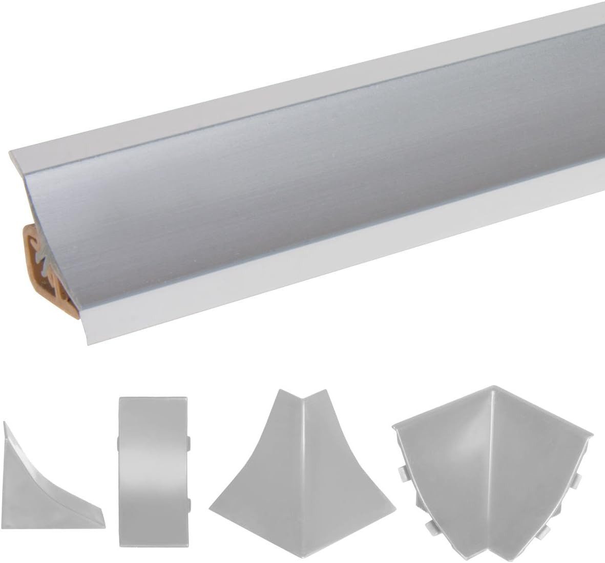 HOLZBRINK Abschlussleiste HOLZBRINK Küchenabschlussleiste Küchenleiste Aluminium 23x23mm 50 cm, selbstklebend, PVC, 1-St., Aluminium Wandabschlussleiste Arbeitsplatten 23x23mm 50 cm