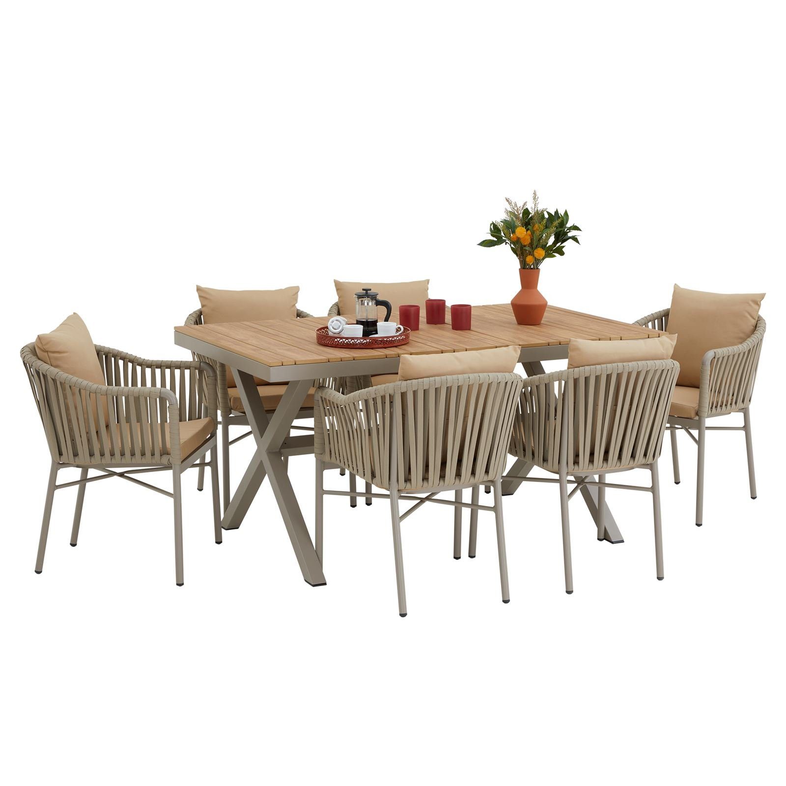 IDIMEX GartenloungeSet ISOLA, Gartenmöbel Set beige/natur 1 Tisch und