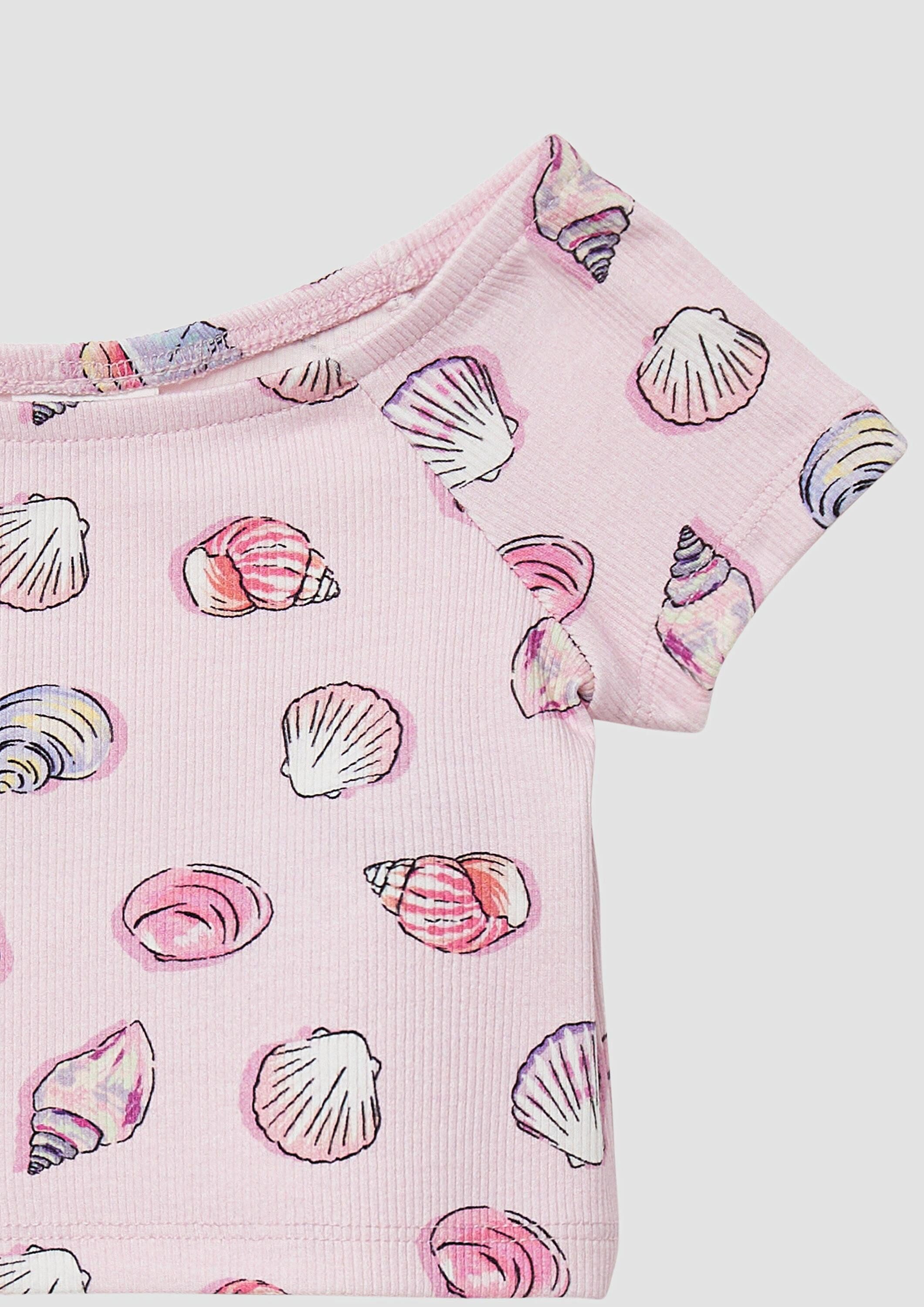 s.Oliver Kurzarmshirt T-Shirt Verkürztes T-Shirt aus Rippware mit Off-Shoulder-Ausschnitt