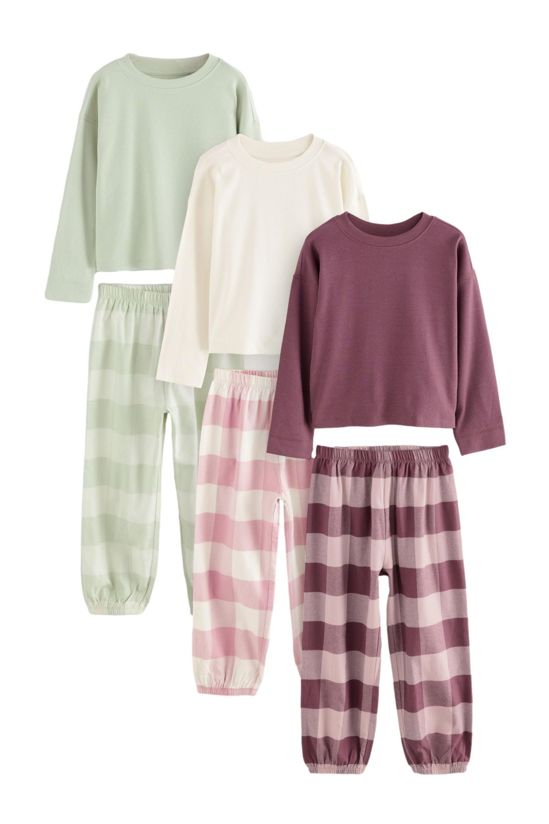 Pyjama Schlafanzug mit Jogginghose, 3er-Pack