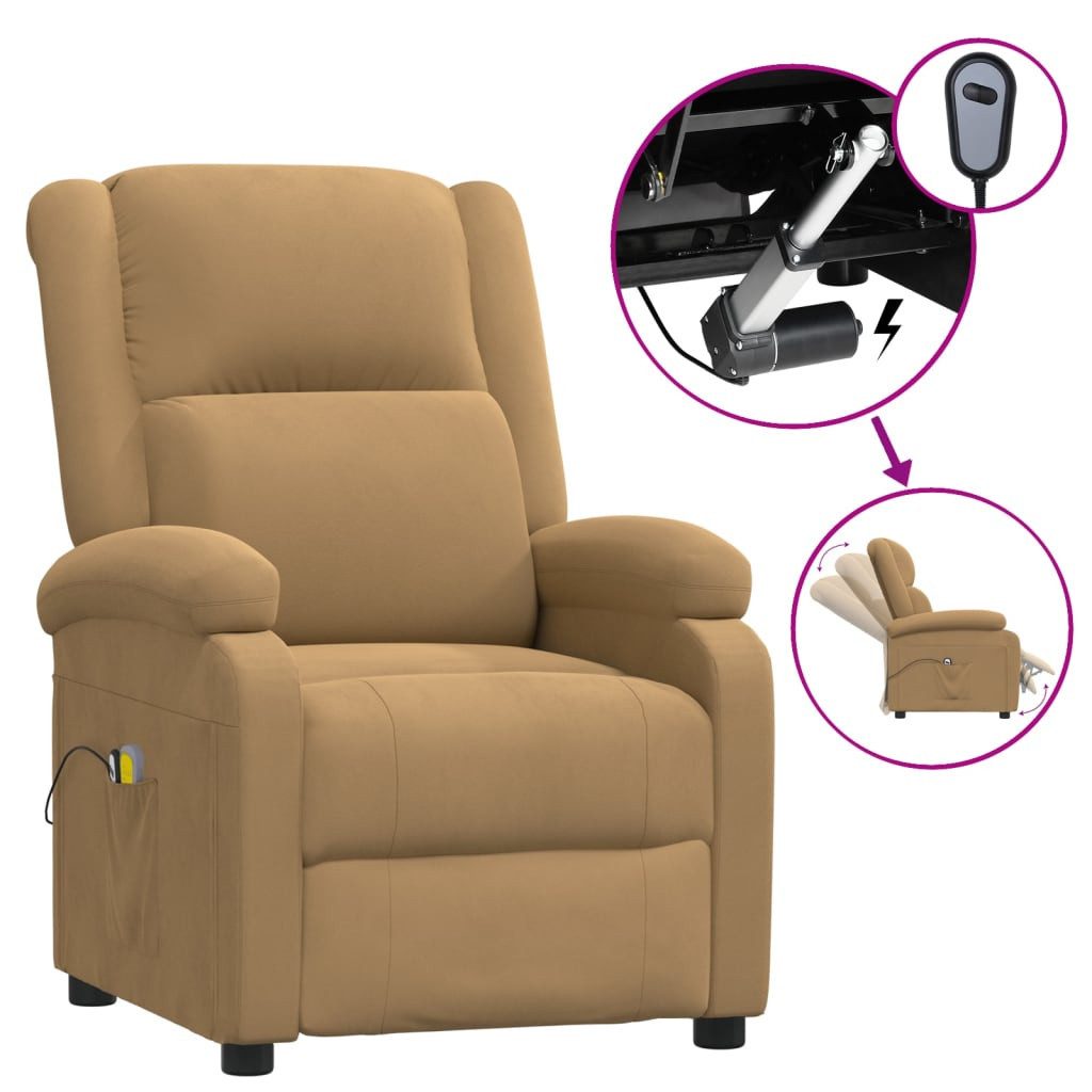 vidaXL Massagesessel Massagesessel Elektrisch Braun Samt günstig online kaufen