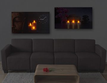 MCW LED-Bild LED-Bild-B, Buddha/Harmony (2er-Set), 2er-Set, Schöner Leuchteffekt, mit Timer, Batteriebetrieben
