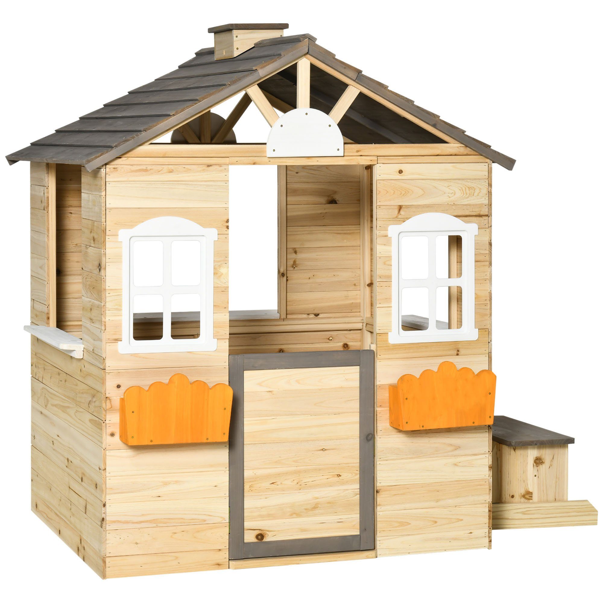 Outsunny Spielhaus Kinderspielhaus mit Briefkasten Fenster, günstig online kaufen