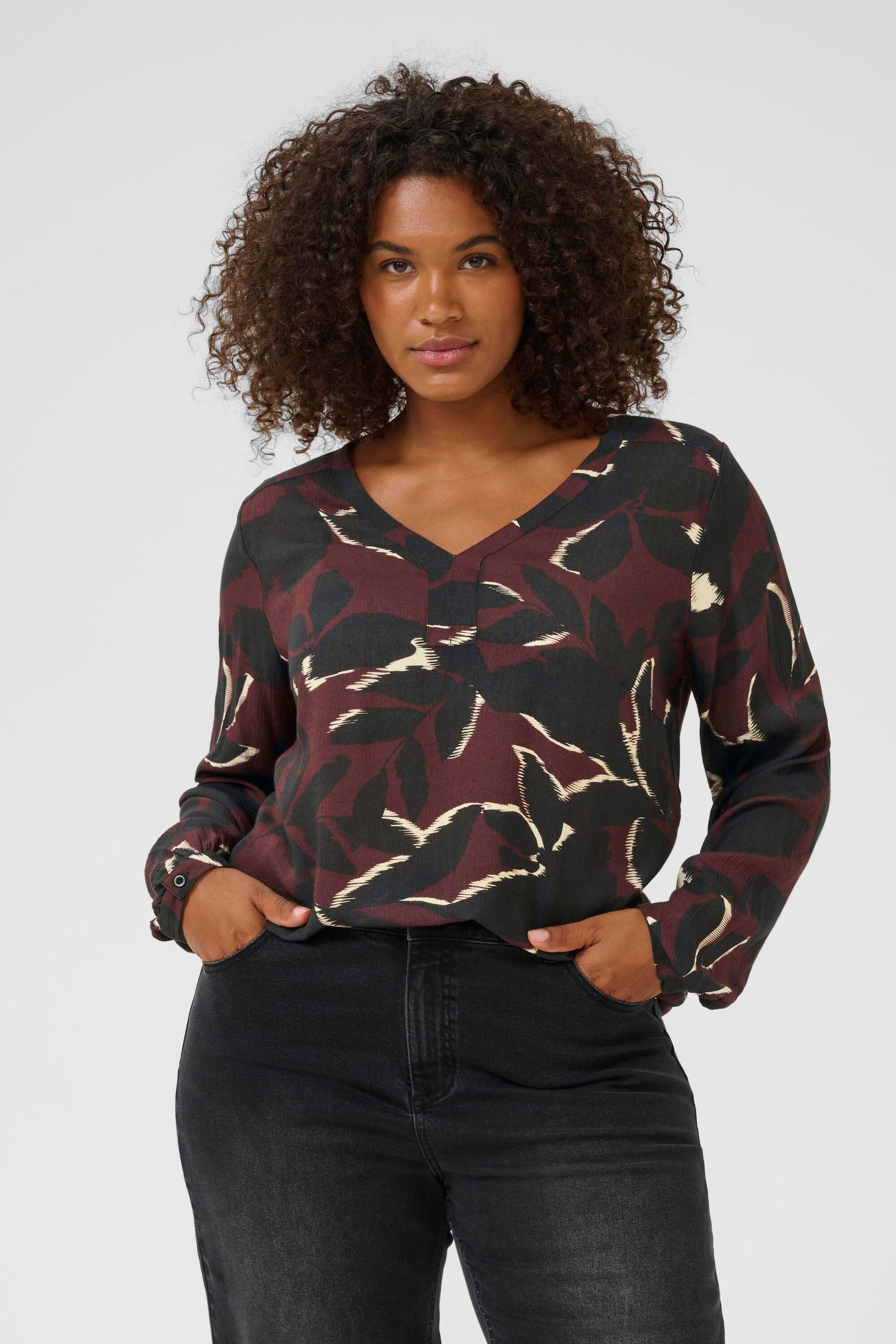 KAFFE Curve Langarmbluse Langarm-Bluse KCami Große günstig online kaufen