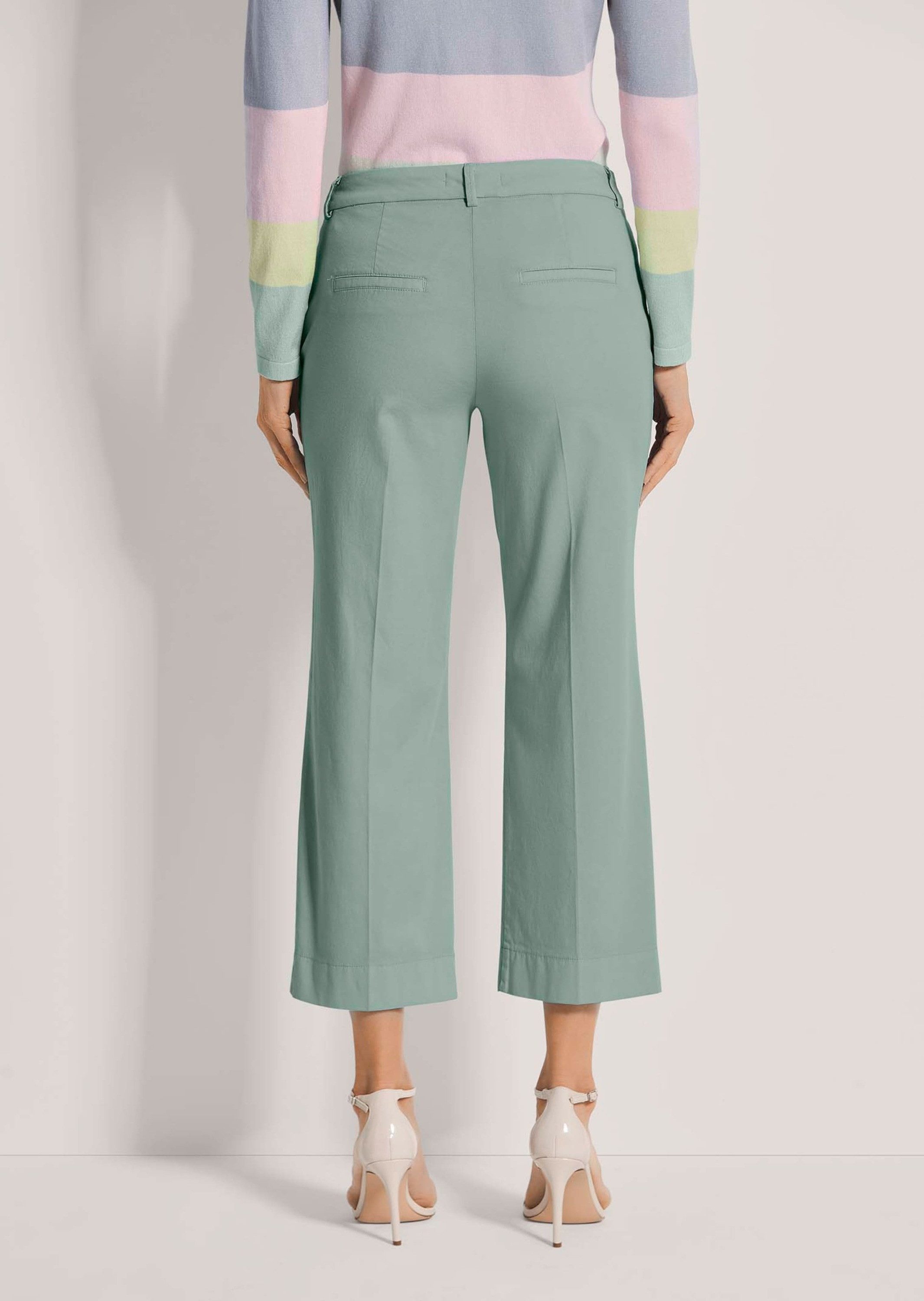MADELEINE Caprihose Weite 7/8-Hose, Bügelfalten, Baumwolle Uni-Design, Verschluss mit Knopf und Reißverschluss