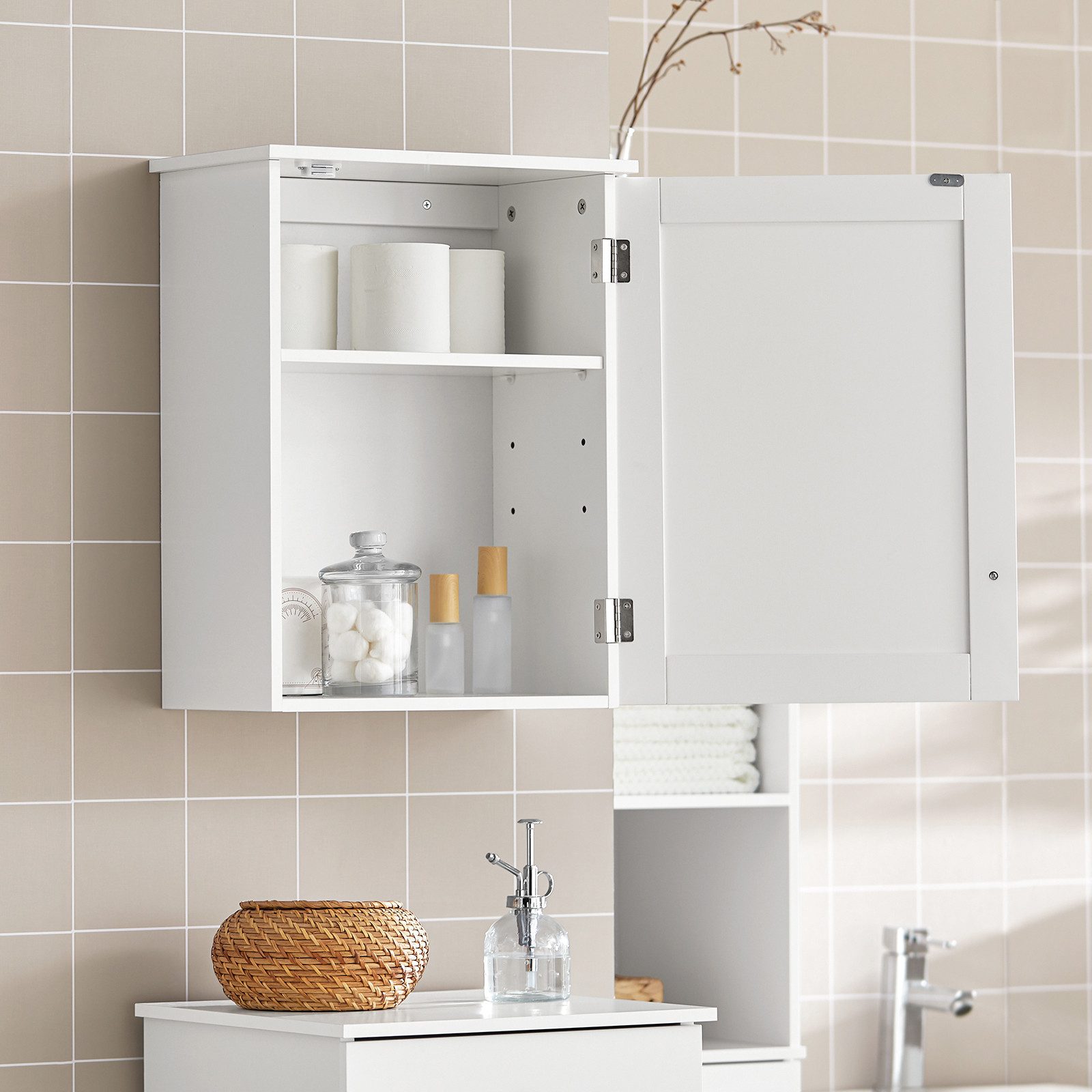 SoBuy Hängeschrank DE-BZR19 Hängeschrank Wandschrank Medizinschrank, mit verstellbarer Ablage – Bild 5 von 5