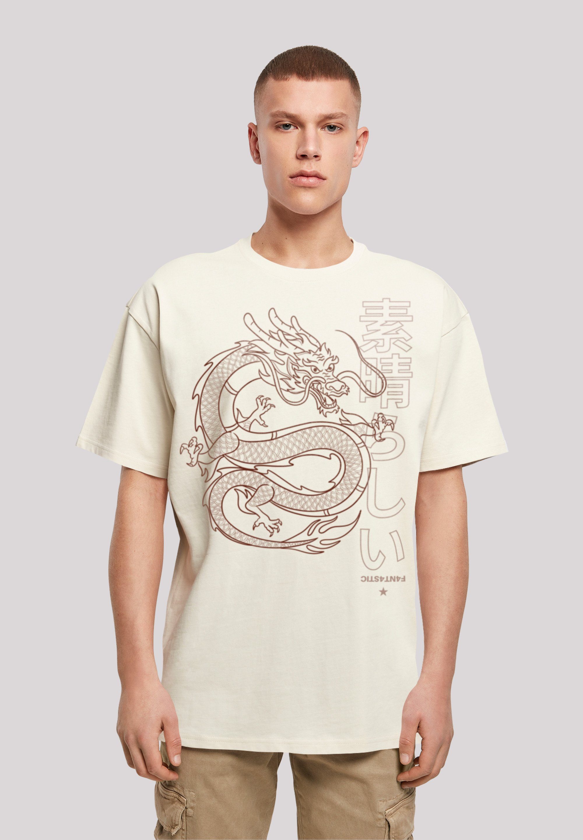 Print Drache sand Japan T-Shirt F4NT4STIC