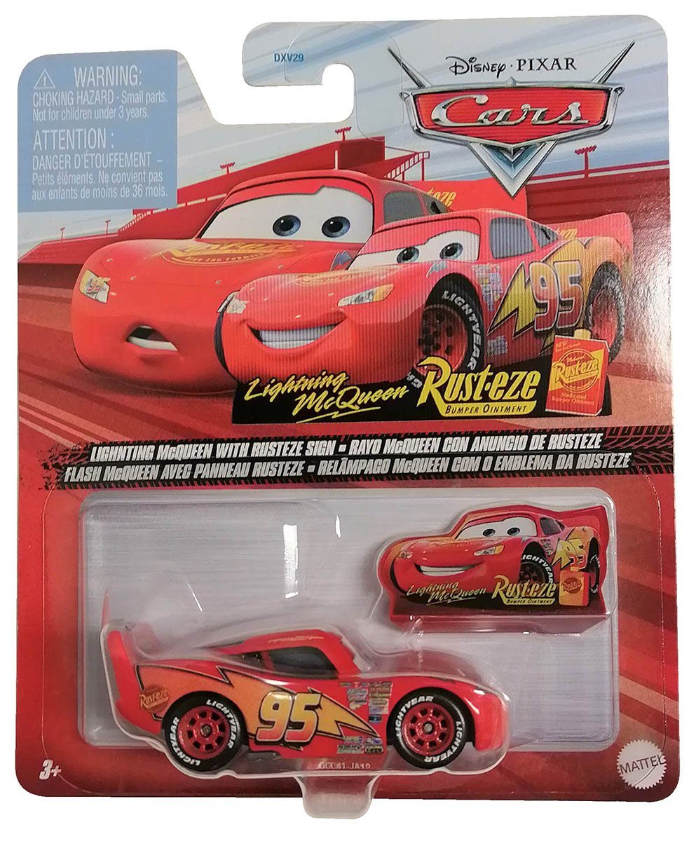 Mattel® Spielzeug-Auto Mattel GCC81 Rot McQueen Pixar Mini mit Disney Cars Schild Lightning S