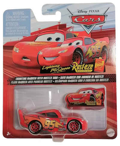 Mattel® Spielzeug-Auto Mattel GCC81 Disney Pixar Cars Lightning McQueen mit Mini Schild Rot S