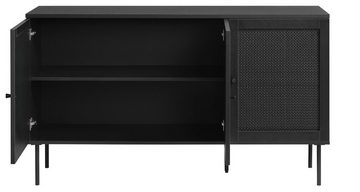 möbelando Sideboard PENSACOLA (B/H/T: 140x80x40 cm), aus Eiche-Nachbildung in schwarz